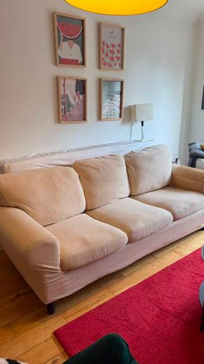 3-seater sofa - cream textured fabric