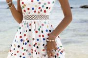Shein Colorful Polka Dot Summer White Beach Cami Dress