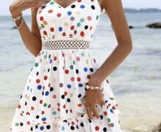 Shein Colorful Polka Dot Summer White Beach Cami Dress