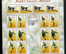 2002 Ireland Stampa Members Souvenir Irish Soccer for World Cup 2002 Heroes Commemorative Stamp Sheetlet Overprinted for Stampa Mint Never Hinged (MNH)