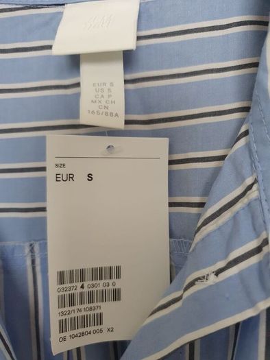 H&M shirt dress striped blue New