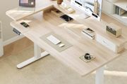 Standing Desk with Drawers, 120cm Height Adjustable Desk, Electric Standing Desk with Monitor Stand, Sit Stand Desk with USB Port, Ergonomic Computer Table for Home Office, Beige