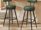 Set of 2 Bar Stools Ergonomic Backrest Faux Leather