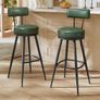 Set of 2 Bar Stools Ergonomic Backrest Faux Leather Image 7