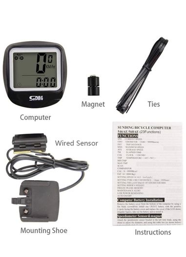 Lorenlli Bike Computer Speedometer Wired Waterproof Bicycle Odometer Cycle Computer Multi-Function LCD Back-Light Display