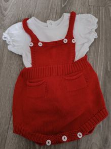 Wedoble red knitted Dungarees 6-9M