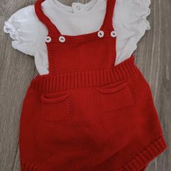Wedoble red knitted Dungarees 6-9M