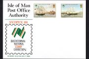 1988 Isle of Man Postcard celebrating Sydpex 88 (Sydney July 30-August 7) with pre-printed stamp from the Sailings Ships Commemorative stamps set mint