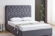 Madison Ottoman 4'6" Bed Grey Velvet Fabric