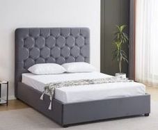 Madison Ottoman 4'6" Bed Grey Velvet Fabric