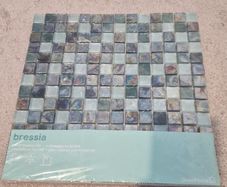 Blue & green Gloss Glass Mosaic tile, (L)306mm (W)306mm