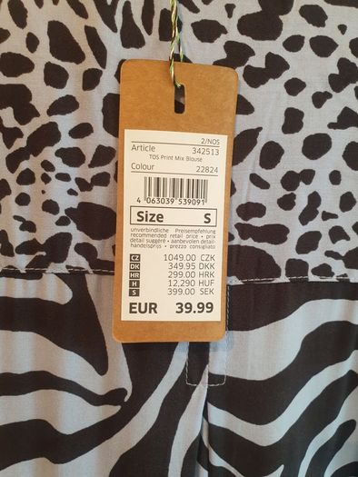 Cecil Animal Print Tunic Top Blouse New With Tags Black & Blue Guest Holidays Size S UK12 Payment By REVOLUT or PAYPAL