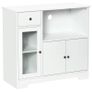 Microwave Cabinet, Kitchen Buffet, Storage Cabinet for Kitchen, Dining Room 90 x 40 x 82 cm Tempered Glass and Wood, White Image 4