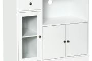 Microwave Cabinet, Kitchen Buffet, Storage Cabinet for Kitchen, Dining Room 90 x 40 x 82 cm Tempered Glass and Wood, White
