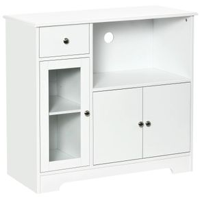 Microwave Cabinet, Kitchen Buffet, Storage Cabinet for Kitchen, Dining Room 90 x 40 x 82 cm Tempered Glass and Wood, White