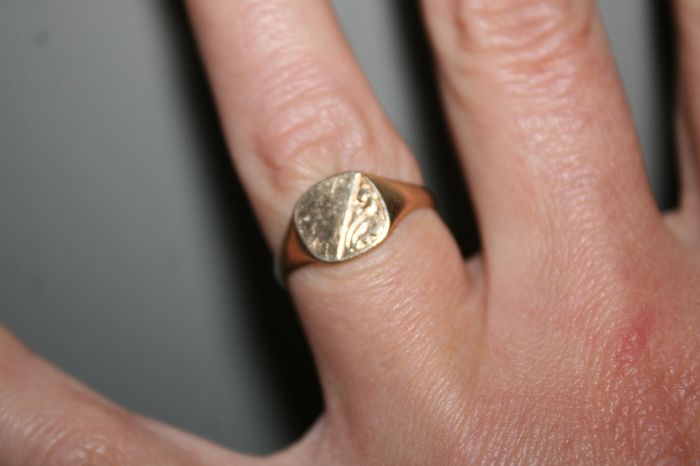 9ct Oval Signet Ring Yellow Gold Mens Ring 375 - 1,6g