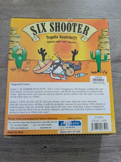 Six Shooter Tequila Roulette Adult Drinking Game With Shot Glasses