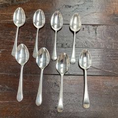 Set of 8 Vintage Silver Plated Dessert Spoons Old English Pattern