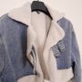 Pretty Little Thing Blue Cream Denim Sherpa Borg Aviator Cropped Jacket 8UK/36EU Image 8