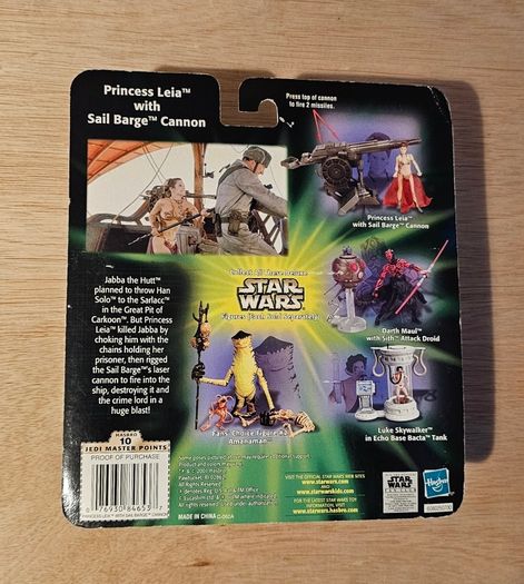 Star Wars Princess Leia With Sail Barge Cannon. 3.75" Scale (Some Edge Wear To The Card) New & Unopened