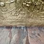 Large Ornate Brass Fireside Coal Box Embossed Tavern Scene Image 9