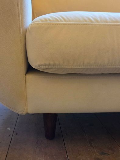 French Connection butter yellow velvet couch