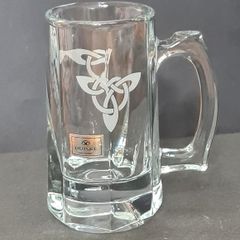 Duiske 1980s Vintage Irish Glass Tankard Mug with Celtic Knot & Original Sticker