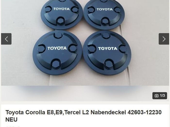 2 x Genuine Toyota Corolla E9, E10,E11 DX Steel Wheel Centre Cap 42603-12230