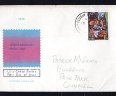 1974 Ireland Contemporary Irish Art: Painting by Norah McGuiness Commemorative Stamp First Day Cover (FDC) with Cluain Meala (Clonmel, Co Tipperary) cancel