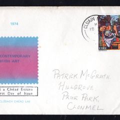 1974 Ireland Contemporary Irish Art: Painting by Norah McGuiness Commemorative Stamp First Day Cover (FDC) with Cluain Meala (Clonmel, Co Tipperary) cancel