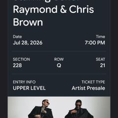 Chris Brown and Usher Raymond ticket. Birmingham concert 28 July 2026