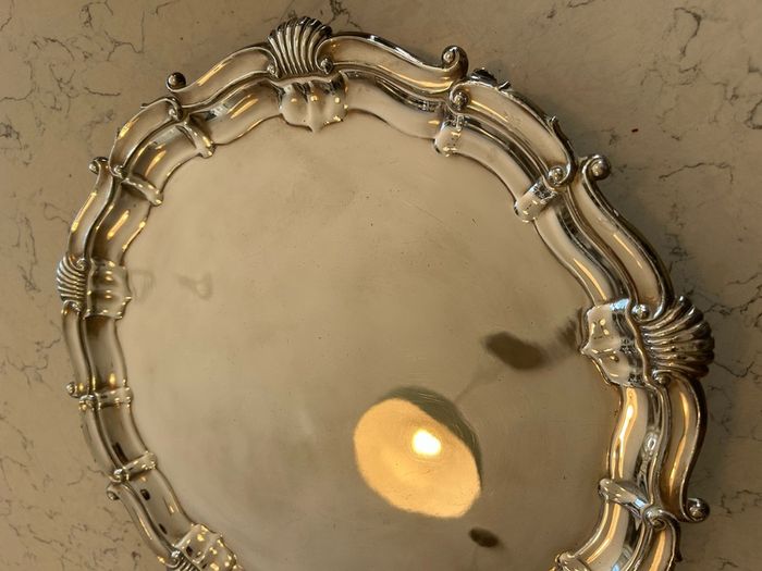 Vintage Silver Plate Style English Shell Pattern Tray