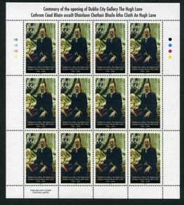 2008 Ireland Centenary of the opening of Dublin City Gallery The Hugh Lane Commemorative Stamp Sheetlet Plate 1B1B1B1B Mint Never Hinged (MNH)