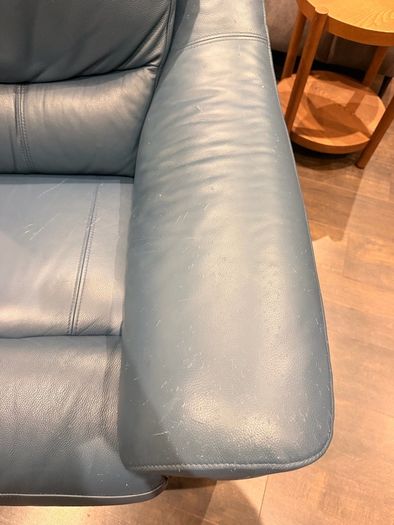 Blue Leather Power Recliner
