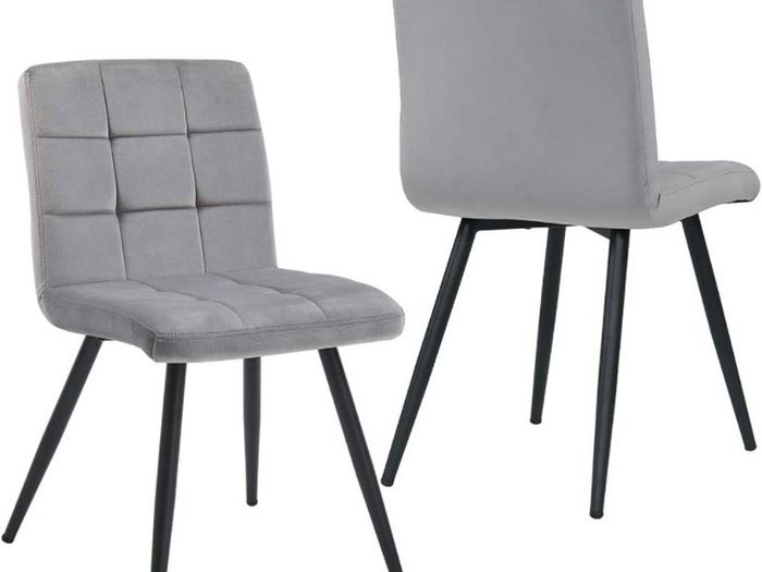 Set Of 2 x Cubana Velvet Upholstered Kitchen Dining Chair with Strong Black Metal Legs Living Room Bedroom Chair (FREE POSTAGE)