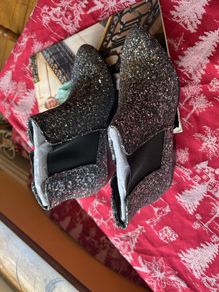 Dark Silver Glitter Ankle Boots