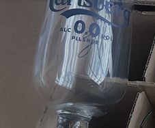 Box of stem Carlsberg pint glasses