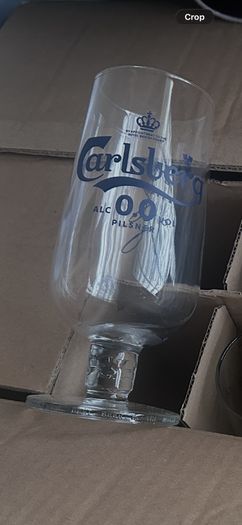 Box of stem Carlsberg pint glasses
