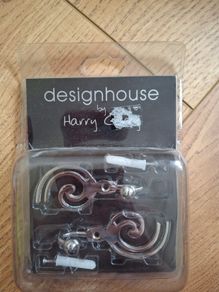 Pack of two double swirl polished chrome curtain hooks