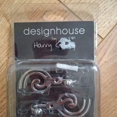 Pack of two double swirl polished chrome curtain hooks