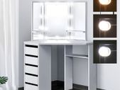 Corner Dressing Table with LED Lighting White