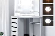 Corner Dressing Table with LED Lighting White
