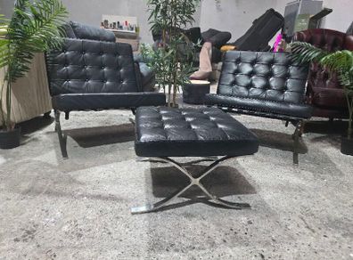 2xbarcelona chair+ 1footstool