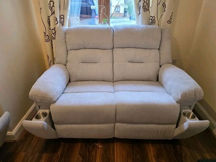 3+2 Montana Grey & Beige Fabric Recliner Sofa Set