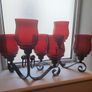 Antique Red Glass Candle Holders Image 2