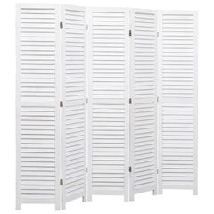 5-Panel Room Divider White 175x165 cm Wood