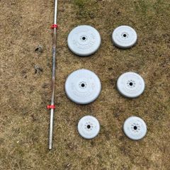 35kg Weights with 5ft Barbell and clips