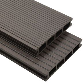 WPC Hollow Decking Boards with Accessories 10m(sqr) 2.2m Dark Brown