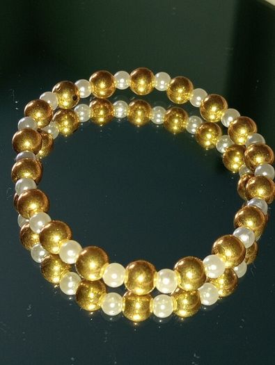 Handmade bracelet crystal pearl gold