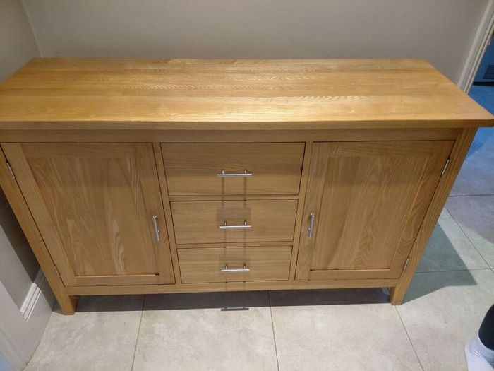 Matching solid wood table and dresser